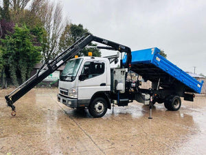 2008, MITSUBISHI CANTER 7C18, 4X2 DROPSIDE BODY TRUCK WITH HIAB CRANE.