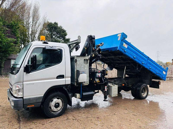 2008, MITSUBISHI CANTER 7C18, 4X2 DROPSIDE BODY TRUCK WITH HIAB CRANE.